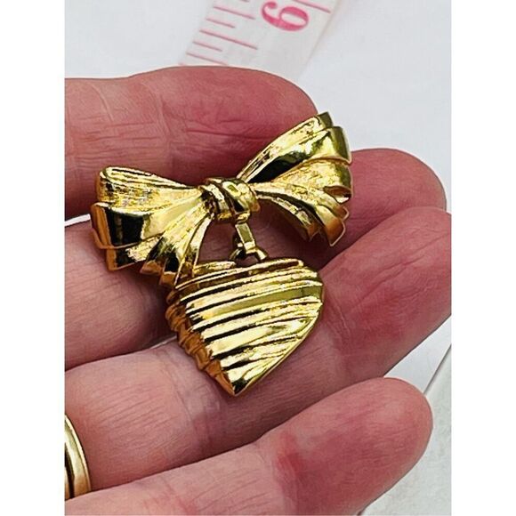 Bow and dangle heart brooch 1980’s Avon - Picture 7 of 8